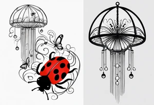 combination of a ladybug, the letter ‘s’, a jellyfish and a swing tattoo idea