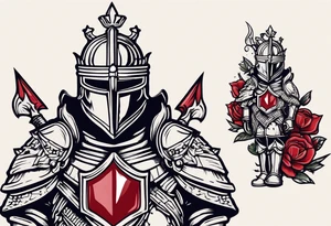 knight in armor traditonal vintage tattoo crown rubies tattoo idea