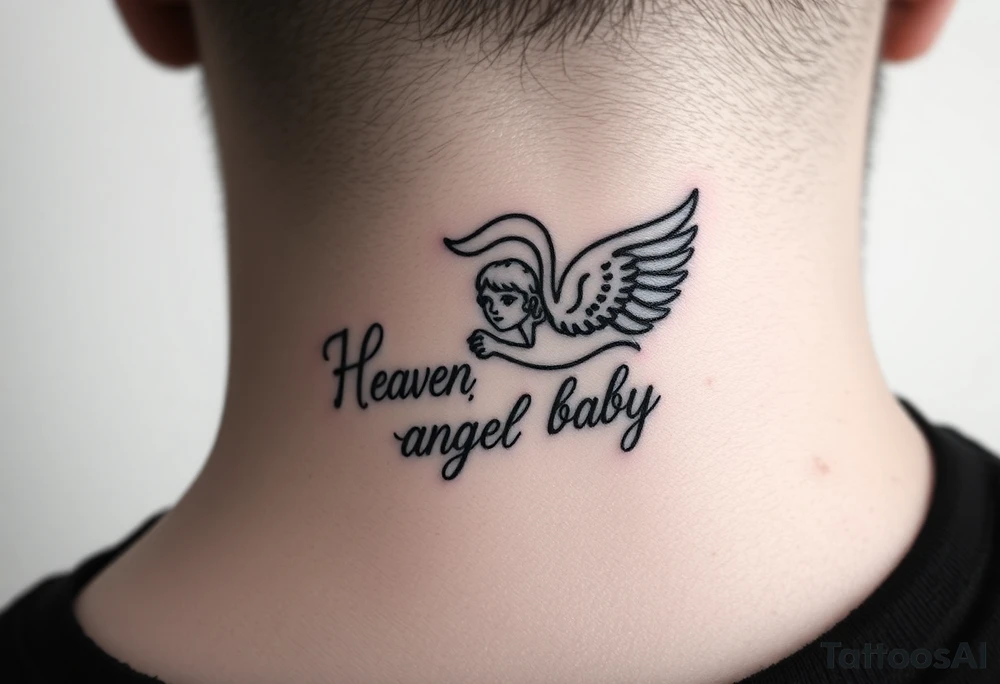 Heaven love theme saying angel baby tattoo idea