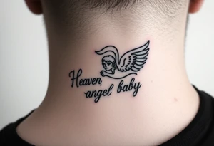 Heaven love theme saying angel baby tattoo idea