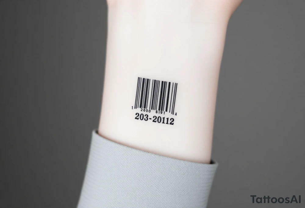 minimalist barcode with the couple’s wedding date (22 - 03 - 2012) hidden in the numbers under barcode tattoo idea