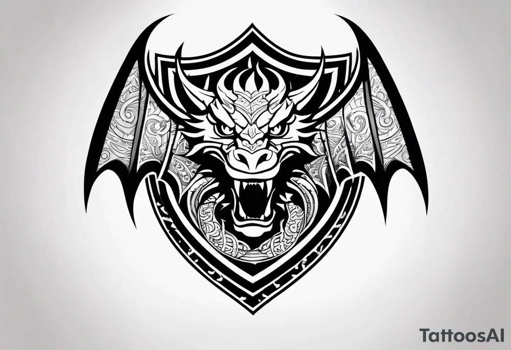 Valhalla shield dragon head tattoo idea