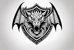 Valhalla shield dragon head tattoo idea