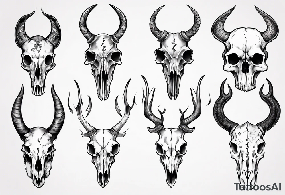 animal skulls tattoo idea