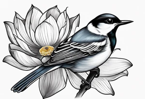 wagtail and lotus tattoo idea