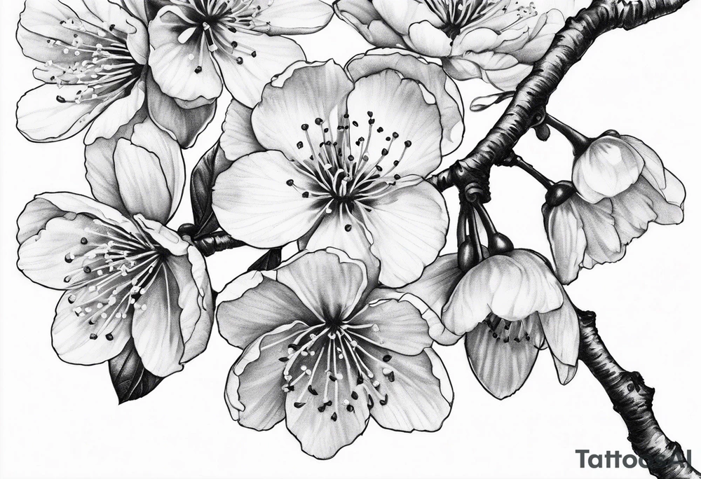 Cherry blossoms and number 7 tattoo idea