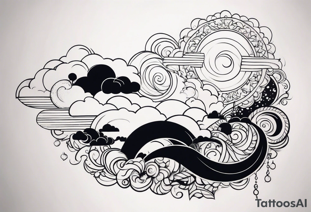 sleeve with clouds tattoo idea