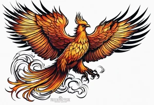 phoenix flying out of a stone alter tattoo idea