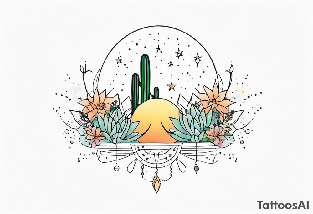 fine line with sun, stars, floral, dots, cactus
. Sternum tattoo tattoo idea