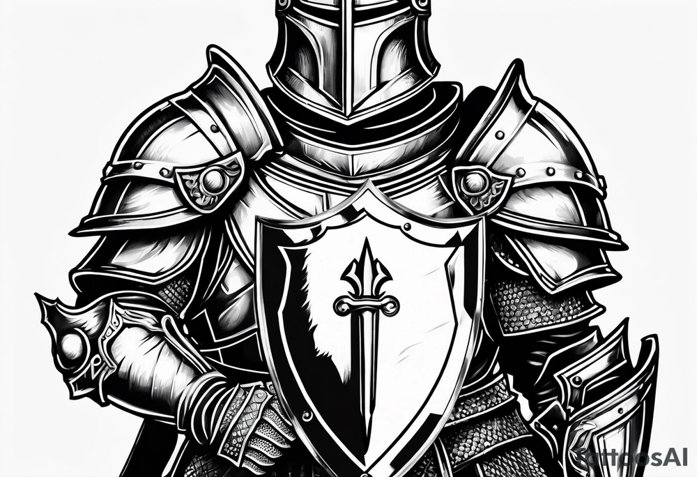 knight with heavy armor and shield tattoo idea