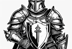 knight with heavy armor and shield tattoo idea