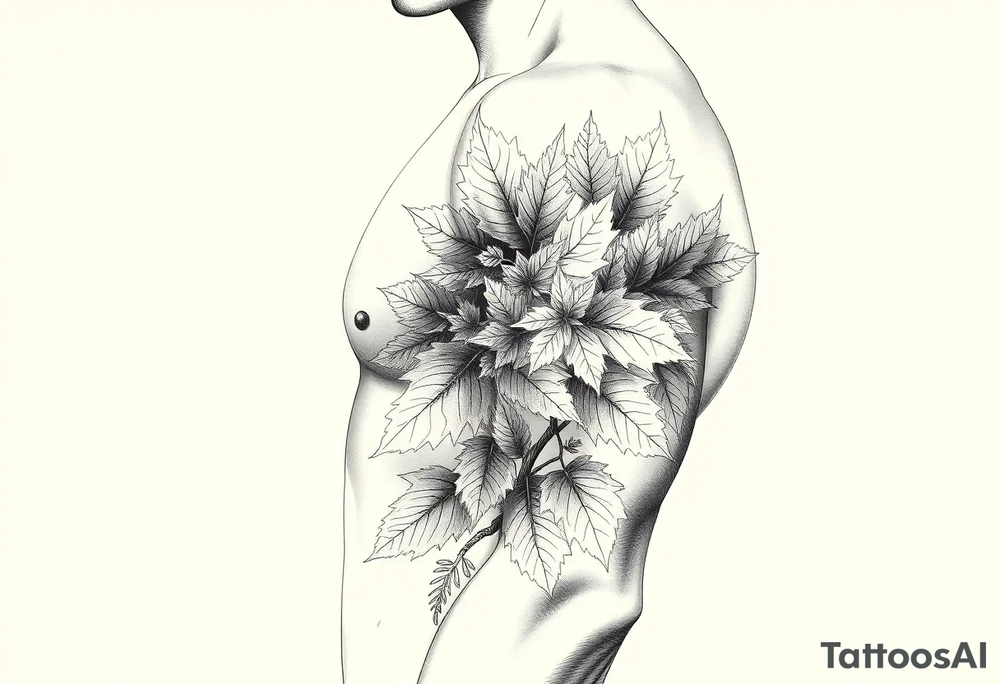 Maple leaves, juniper leaves, Blake, Kenya, Jacob tattoo idea