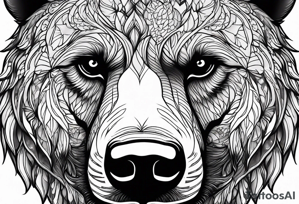 Bear face tattoo idea