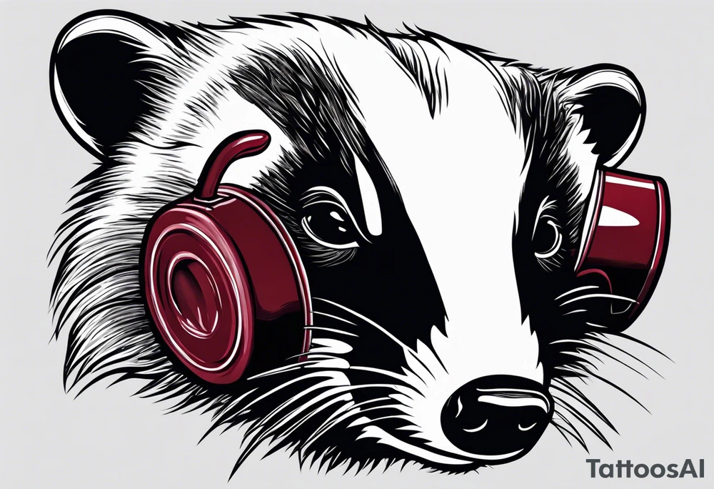 badger with mouth open with Dr Pepper can tattoo idea