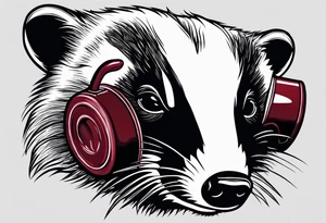 badger with mouth open with Dr Pepper can tattoo idea