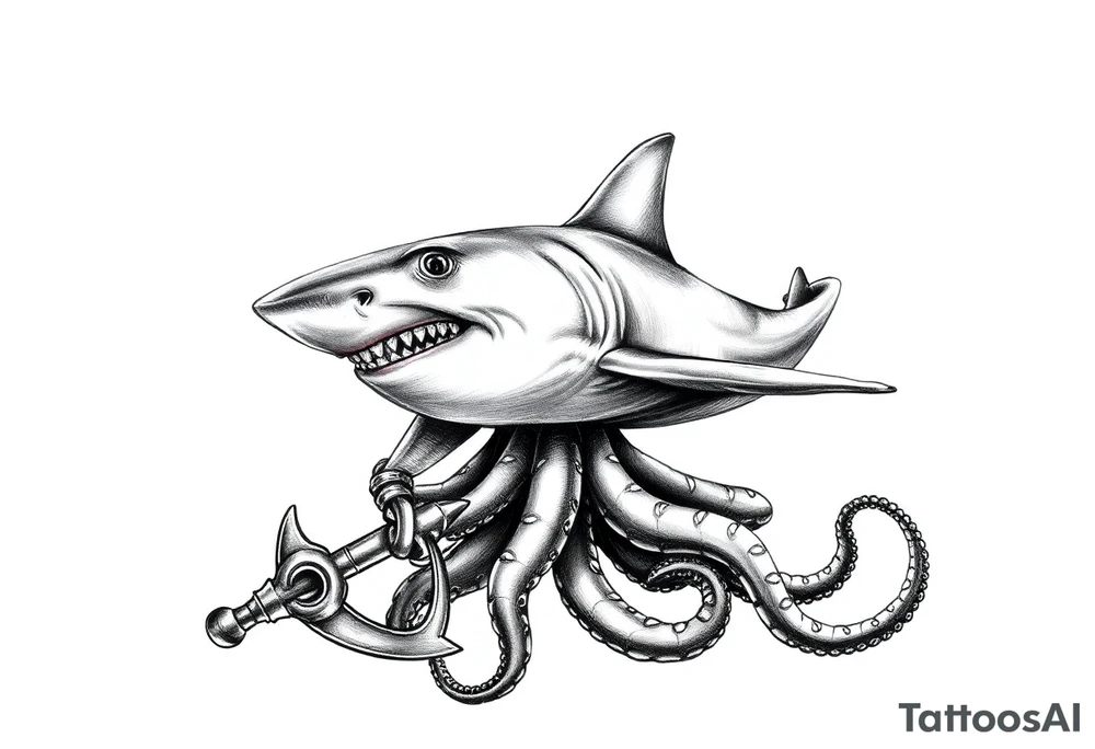 Hammerhead shark,anchor,octopus. tattoo idea