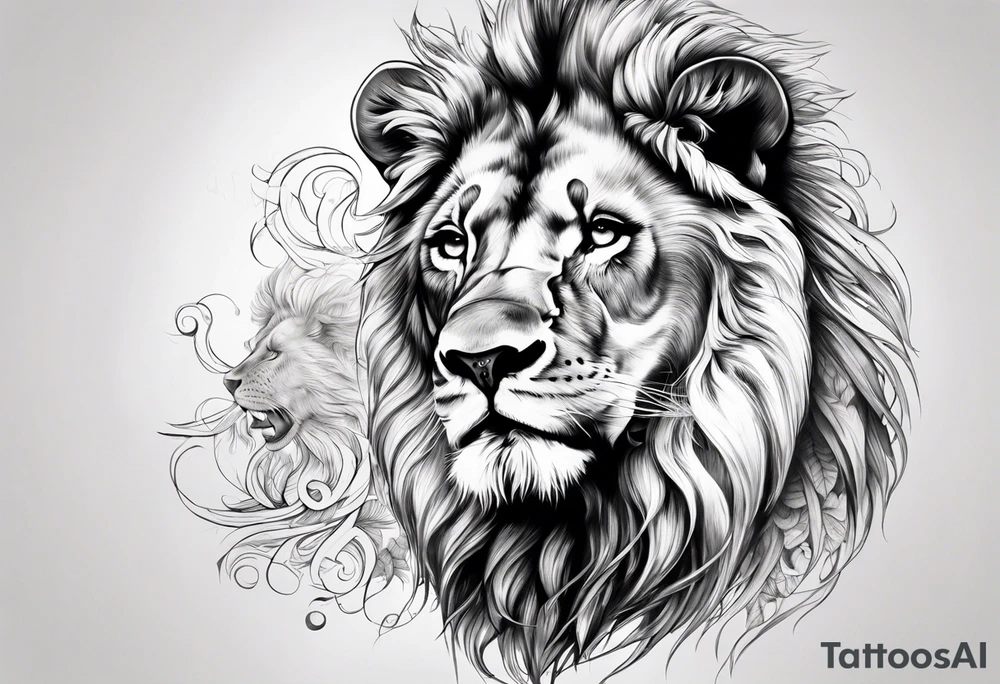 Lion half dace lion half delicate tattoo idea