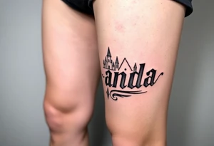 Name Amanda with Harry Potter theme tattoo idea