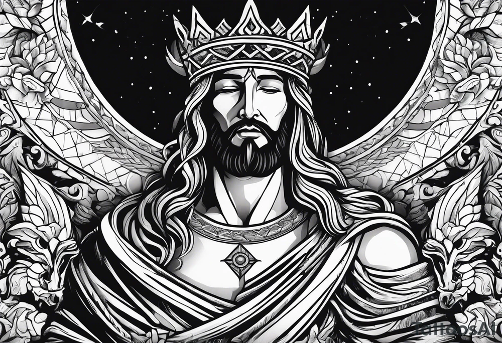 Almighty powerful King Jesus slaying the Serpent's head off tattoo idea