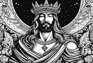 Almighty powerful King Jesus slaying the Serpent's head off tattoo idea