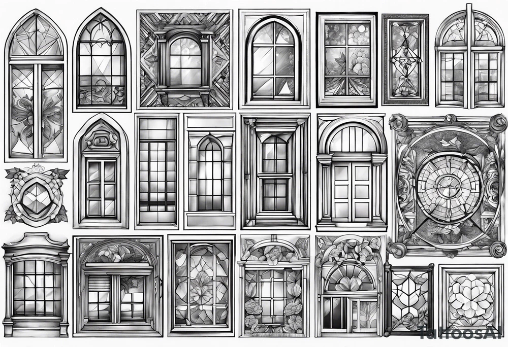 Variety of windows frames flash sheet tattoo idea