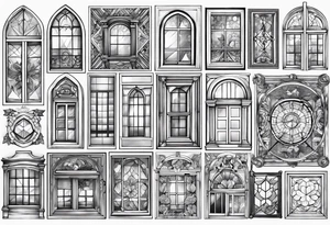 Variety of windows frames flash sheet tattoo idea