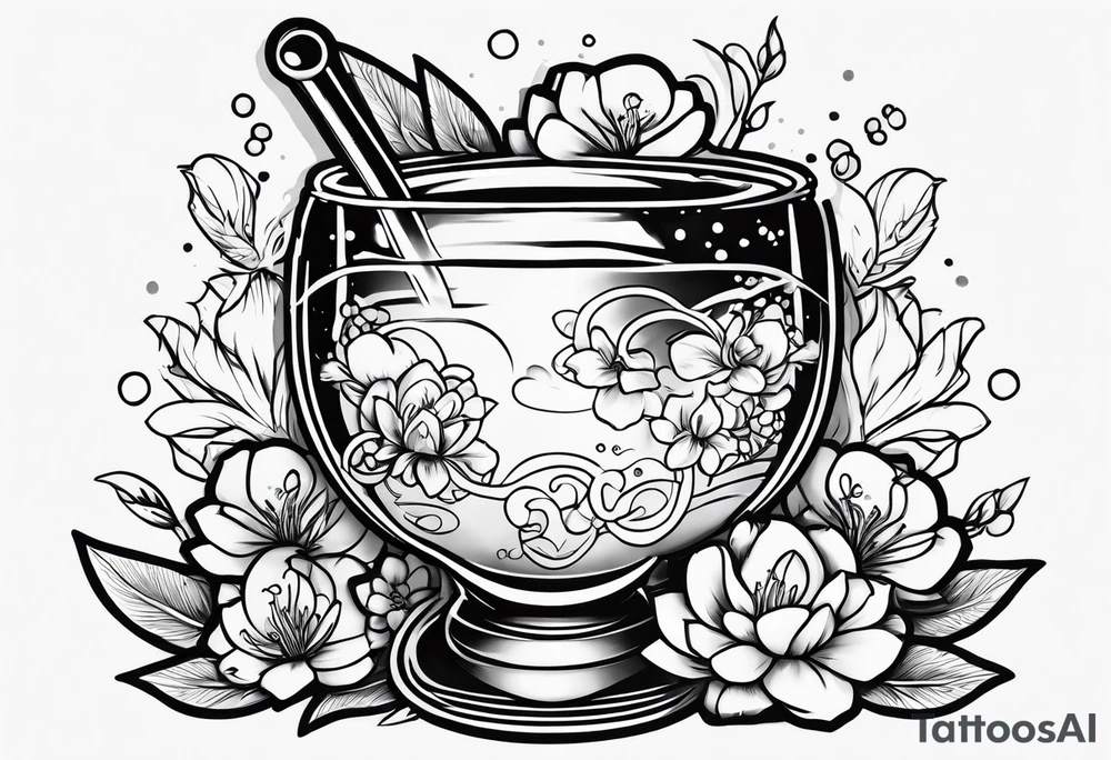 Dancing anime boba tea tattoo idea