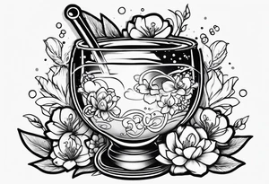 Dancing anime boba tea tattoo idea