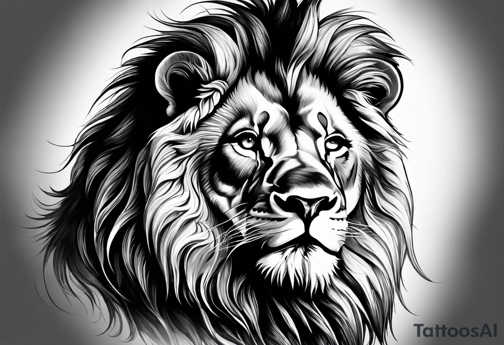 powerful majestic lion, close-up tattoo idea