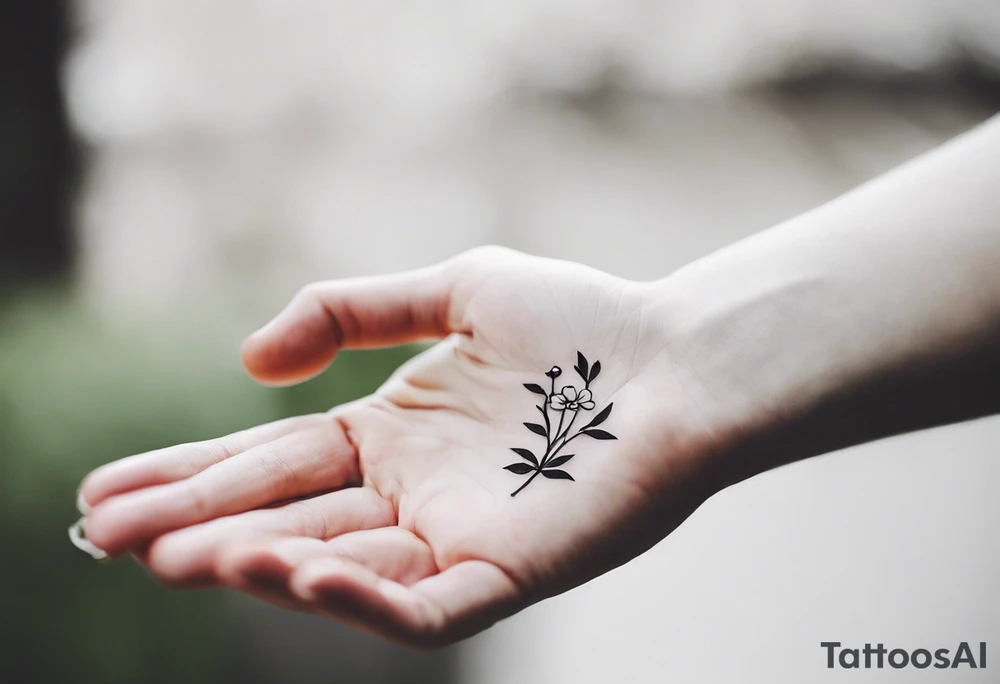 i have a human hand pointing at a skeleton hand tattoo on my left shoulder, the human hand is on the left and ends 3 cm into the wrist of the hand, i want a cherry blossom branch to sprout out of the wrist on the tattoo, then travel down to my arm and wrap around my bicep once, this bit can be floral, then it needs to narrow down and fit through a 7 cm gap in on my forearm then eventually ending in a 10 cm gap on my wrist, this gap can be filled with more blossom flora tattoo idea