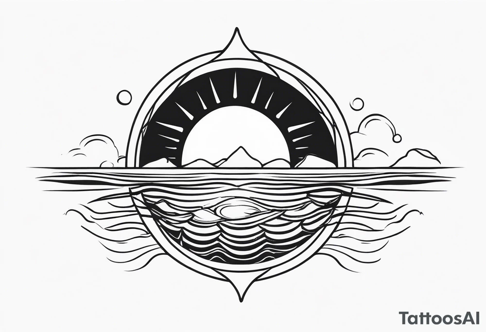 Sun with water at the bottom tattoo idea
