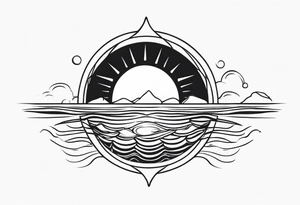 Sun with water at the bottom tattoo idea