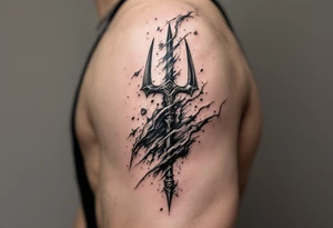 trident ripping thru skin tattoo idea