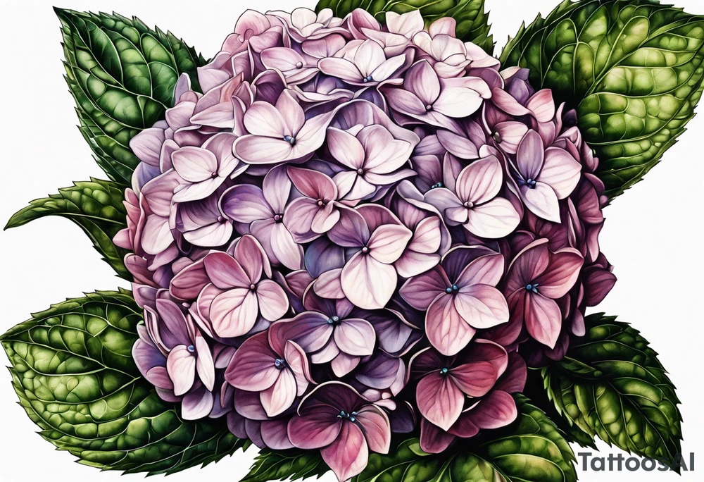 Single hydrangea with stem tattoo idea