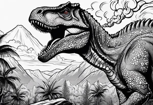 dinosaur smoking a cigarette tattoo idea