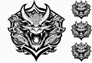 Valhalla sword shield dragon head fire tattoo idea