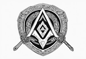 Valhalla shield sword axe Valknut tattoo idea