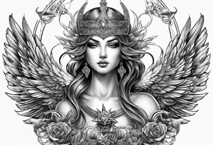 Arc angel with twin swords tattoo idea
