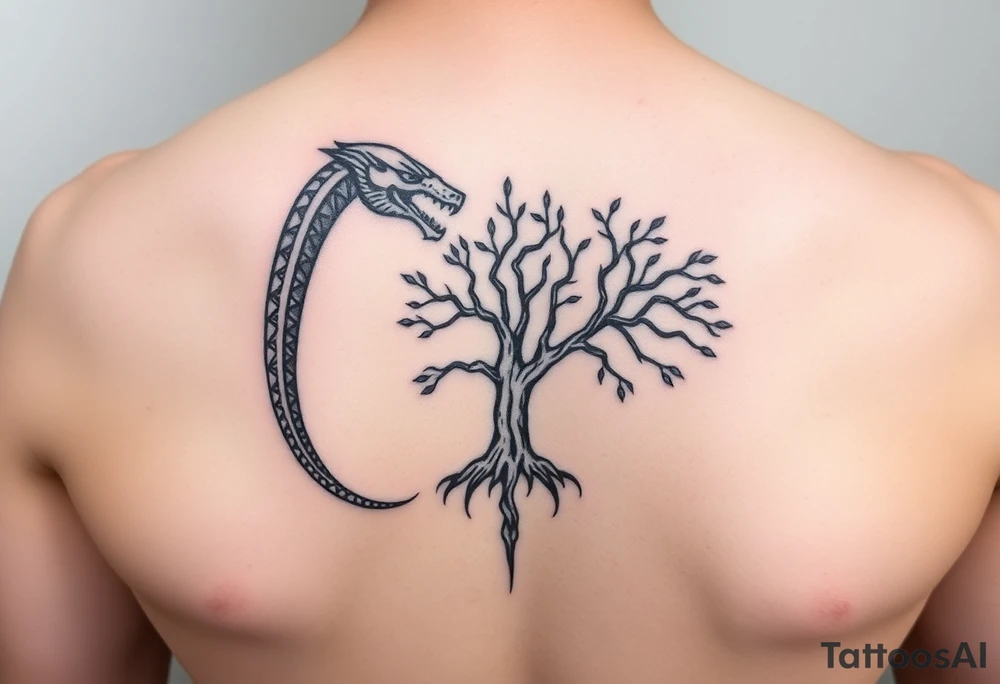 oroboros and tree of life tattoo idea
