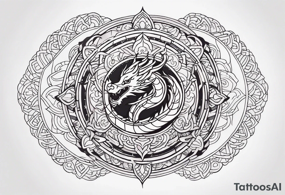 Dragon around Mandala tattoo idea