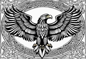 Simple celtic Eagle with wings spread upwards linework tattoo idea