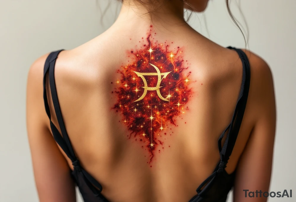 Golden stars form the shape of the astrological ♏ symbol in the heart of the fiery red Scorpius constellation. tattoo idea