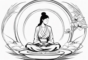 Lotus sitting position,meditating pose, silhuette, wuxia tattoo idea