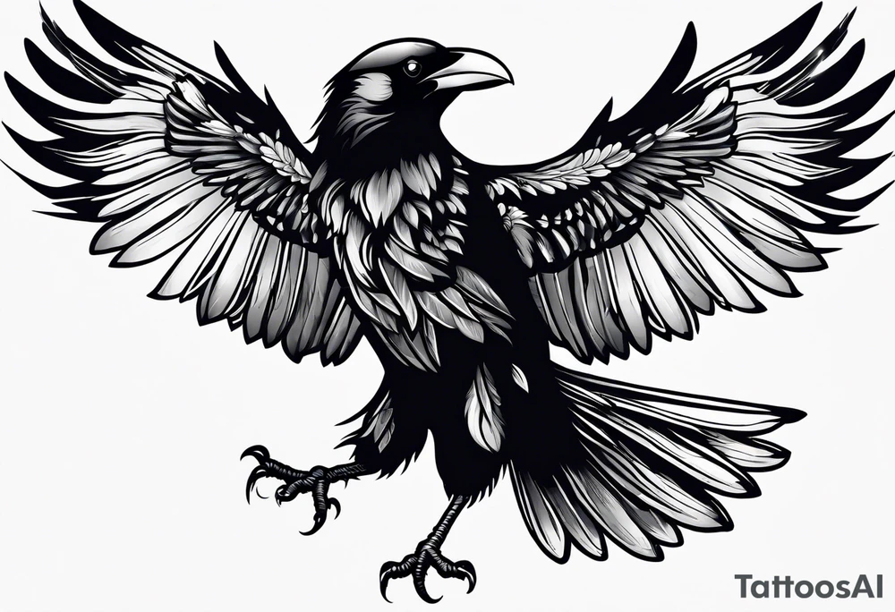 crow with open wings tattoo idea