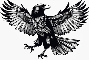crow with open wings tattoo idea