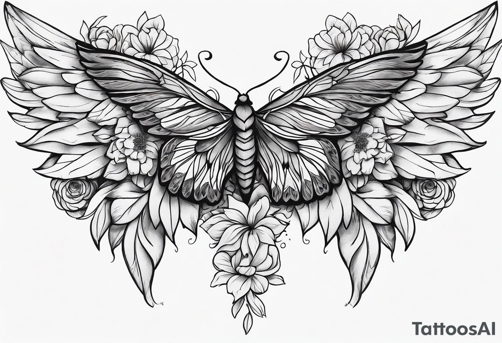 wing, flower, tattoo idea