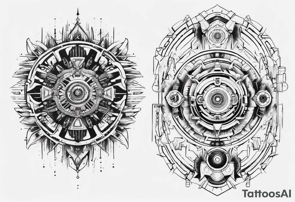 Make a mandala with a futuristic and cyberpunk look tattoo idea