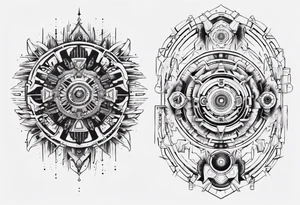 Make a mandala with a futuristic and cyberpunk look tattoo idea