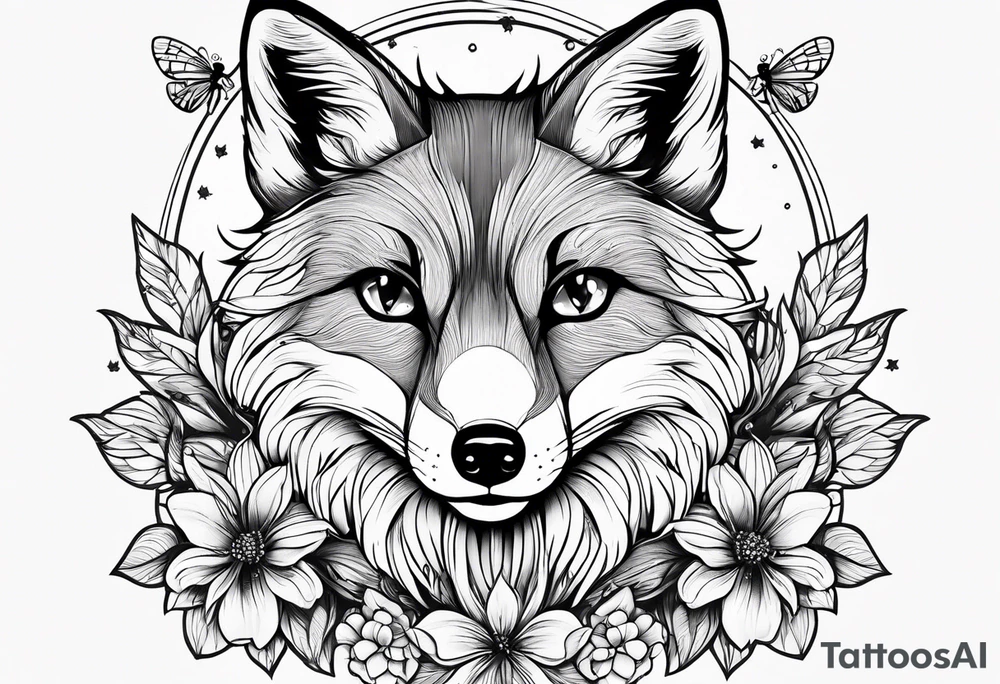 A forearm tattoo of a fox and a bee tattoo idea