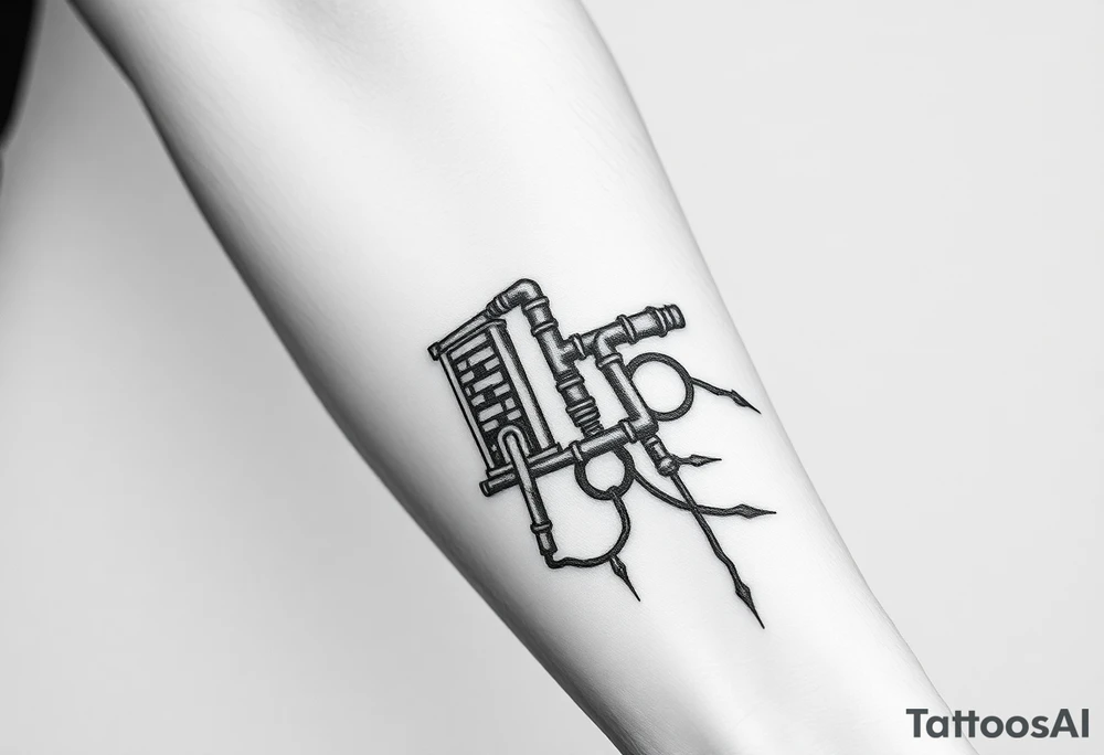 wide System of pipes that transitions and transforms at the end into thick, widespread 
veins of forearm tattoo idea